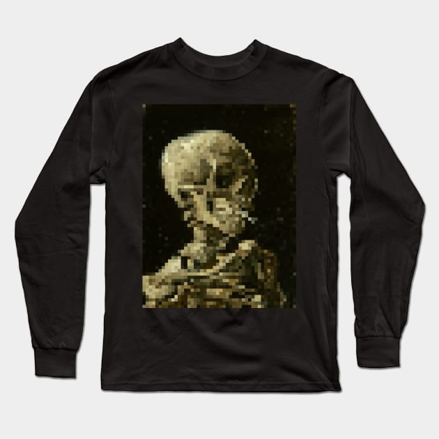 Van Gogh Skull Pixel Art Long Sleeve T-Shirt by christinegames